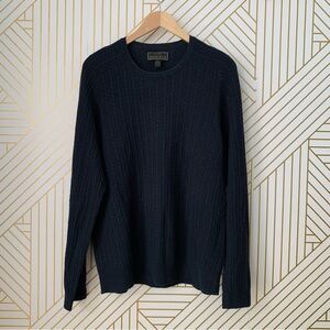 Jos. A. Bank Reserve Wool Cashmere Cable Knit Sweater old money classic Navy L